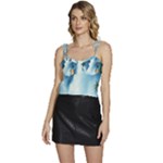 Delicate Watercolor Painting Surreal Oasis Scene With Intense Dramatic Lighting Flowy Camisole Tie Up Top