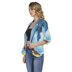 Women s 3/4 Sleeve Ruffle Edge Open Front Jacket 