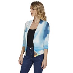 Women s Draped Front 3/4 Sleeve Shawl Collar Jacket 