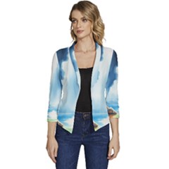 Women s Casual 3/4 Sleeve Spring Jacket 