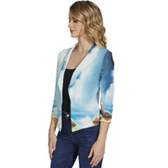 Women s Casual 3/4 Sleeve Spring Jacket 