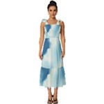 Delicate Watercolor Painting Surreal Oasis Scene With Intense Dramatic Lighting Tie-Strap Tiered Midi Chiffon Dress