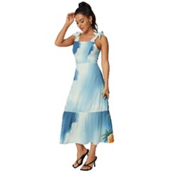 Tie-Strap Tiered Midi Chiffon Dress 