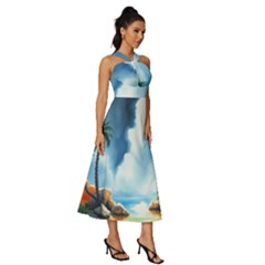 Sleeveless Cross Front Cocktail Midi Chiffon Dress 