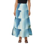 Delicate Watercolor Painting Surreal Oasis Scene With Intense Dramatic Lighting Tiered Ruffle Maxi Skirt