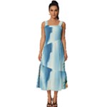 Delicate Watercolor Painting Surreal Oasis Scene With Intense Dramatic Lighting Square Neckline Tiered Midi Dress