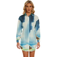 Womens Long Sleeve Shirt Dress 