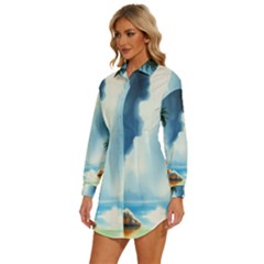 Womens Long Sleeve Shirt Dress 