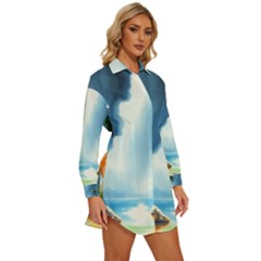 Womens Long Sleeve Shirt Dress 