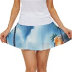 Delicate Watercolor Painting Surreal Oasis Scene With Intense Dramatic Lighting Women s Skort