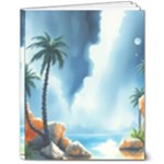 Delicate Watercolor Painting Surreal Oasis Scene With Intense Dramatic Lighting 8  x 10  Hardcover Notebook