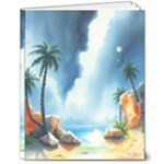 Delicate Watercolor Painting Surreal Oasis Scene With Intense Dramatic Lighting 8  x 10  Softcover Notebook