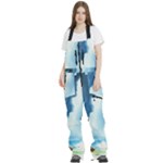 Delicate Watercolor Painting Surreal Oasis Scene With Intense Dramatic Lighting Women s Front Zip Ski And Snowboard Bib Pants