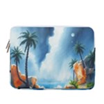 Delicate Watercolor Painting Surreal Oasis Scene With Intense Dramatic Lighting 13  Vertical Laptop Sleeve Case With Pocket