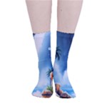 Delicate Watercolor Painting Surreal Oasis Scene With Intense Dramatic Lighting Smooth Crew Length Tube Socks