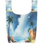 Delicate Watercolor Painting Surreal Oasis Scene With Intense Dramatic Lighting Foldable Shopping Bag