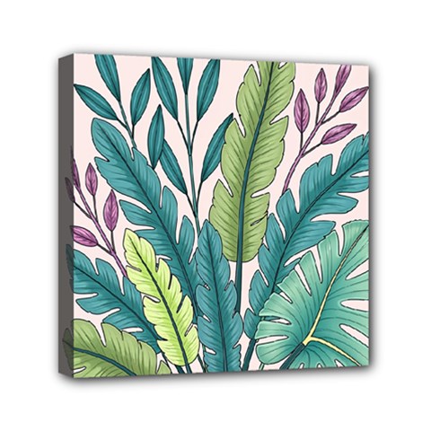 Illustrations Plants Nature Leaves Mini Canvas 6  x 6  (Stretched) from ArtsNow.com