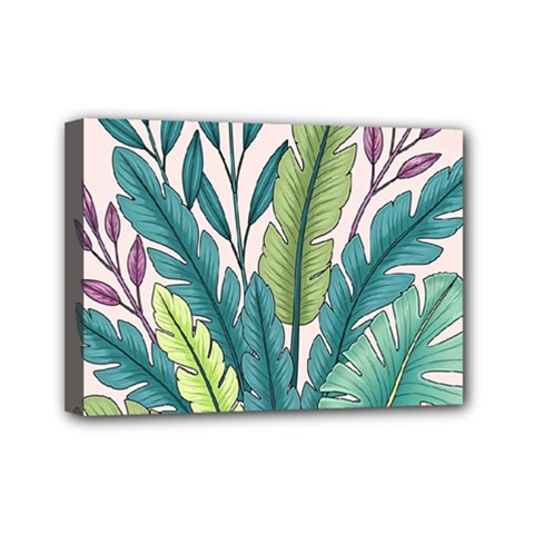 Illustrations Plants Nature Leaves Mini Canvas 7  x 5  (Stretched) from ArtsNow.com