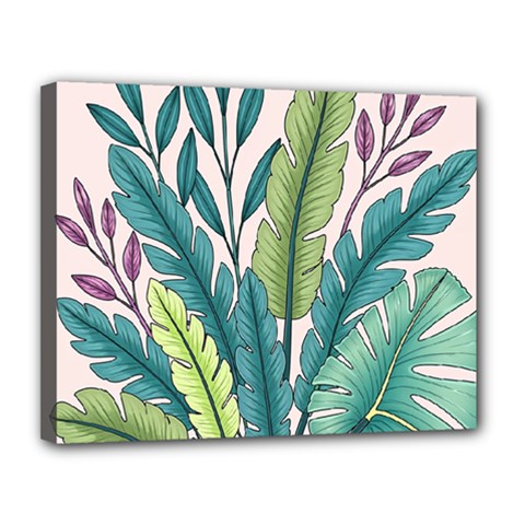 Illustrations Plants Nature Leaves Canvas 14  x 11  (Stretched) from ArtsNow.com