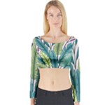 Illustrations Plants Nature Leaves Long Sleeve Crop Top