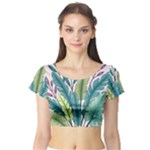 Illustrations Plants Nature Leaves Short Sleeve Crop Top