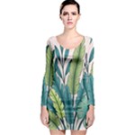 Illustrations Plants Nature Leaves Long Sleeve Bodycon Dress