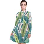 Illustrations Plants Nature Leaves Long Sleeve Chiffon Shirt Dress