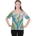 Illustrations Plants Nature Leaves Cutout Shoulder T-Shirt