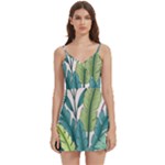 Illustrations Plants Nature Leaves Body Wrap Sleeveless V-Neck Mini Dress