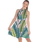 Illustrations Plants Nature Leaves Sleeveless Halter Neck A-Line Dress