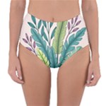 Illustrations Plants Nature Leaves Reversible High-Waist Bikini Bottoms