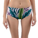 Illustrations Plants Nature Leaves Reversible Mid-Waist Bikini Bottoms