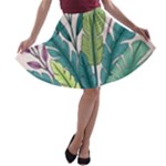 Illustrations Plants Nature Leaves A-line Skater Skirt