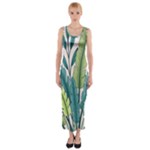 Illustrations Plants Nature Leaves Fitted Maxi Dress