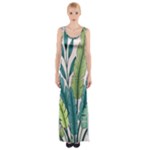 Illustrations Plants Nature Leaves Thigh Split Maxi Dress