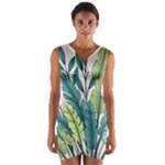 Illustrations Plants Nature Leaves Wrap Front Bodycon Dress