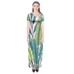 Illustrations Plants Nature Leaves Short Sleeve Maxi Dress