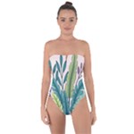 Illustrations Plants Nature Leaves Tie Back One Piece Swimsuit