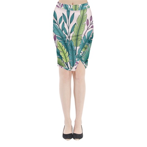 Illustrations Plants Nature Leaves Midi Wrap Pencil Skirt from ArtsNow.com