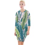 Illustrations Plants Nature Leaves Quarter Sleeve Hood Bodycon Dress