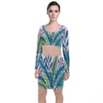 Illustrations Plants Nature Leaves Long Sleeve Crop Top & Bodycon Skirt Set