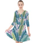 Illustrations Plants Nature Leaves Quarter Sleeve Front Wrap Dress