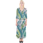 Illustrations Plants Nature Leaves Quarter Sleeve Wrap Maxi Dress