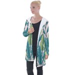 Illustrations Plants Nature Leaves Longline Hooded Cardigan