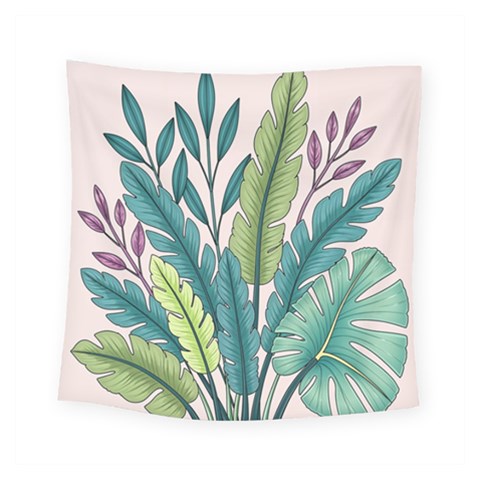 Illustrations Plants Nature Leaves Square Tapestry (Small) from ArtsNow.com