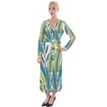 Illustrations Plants Nature Leaves Velvet Maxi Wrap Dress