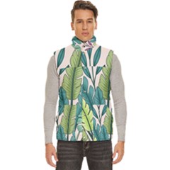 Illustrations Plants Nature Leaves Men s High Neck Button Up Puffer Vest from ArtsNow.com