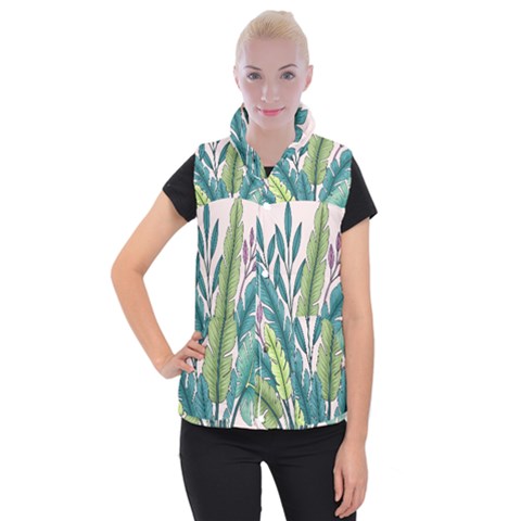 Illustrations Plants Nature Leaves Women s Button Up Vest from ArtsNow.com