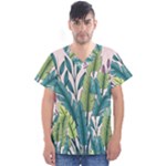 Illustrations Plants Nature Leaves Men s V-Neck Scrub Top