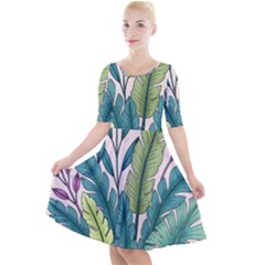 Quarter Sleeve A-Line Dress 